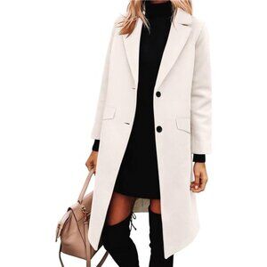 Womens Notched Lapel Collar Single-Breasted Trench Coats Beige